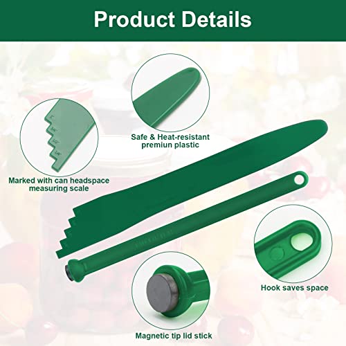 Canning Kit - Magnetic Lid Lifter & Bubble Popper Tool - Green