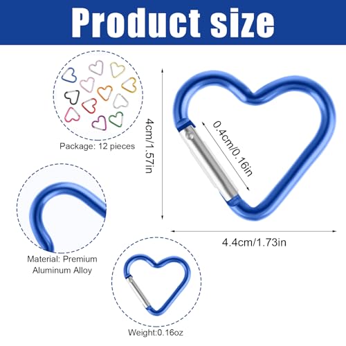 Heart Shaped Carabiner Clips - 10pcs Multicolored Aluminum Alloy Keychain