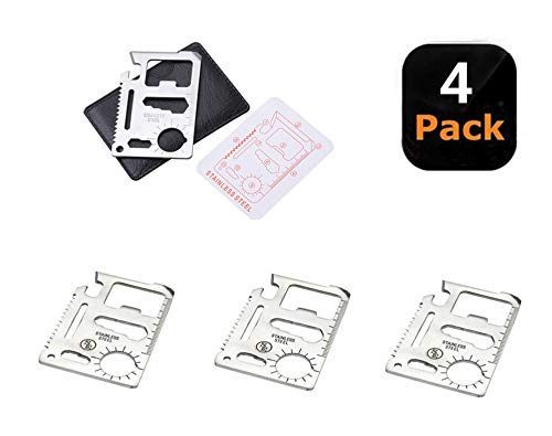 11-in-1 Stainless Steel Credit Card Multitool - 4 Pack EDC Survival Gear