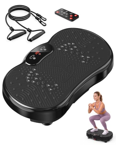 HTM Black Vibration Plate Exercise Machine with 9 Modes & 120 Speeds for Home Fitness