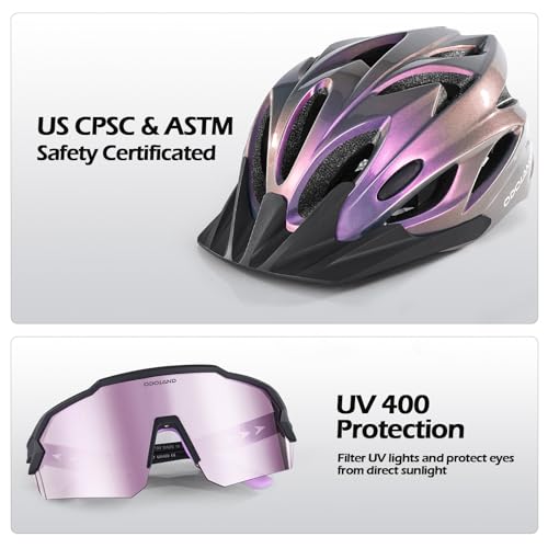 Adult Bike Helmet with UV Protection Sunglasses Set - A1-Lilac