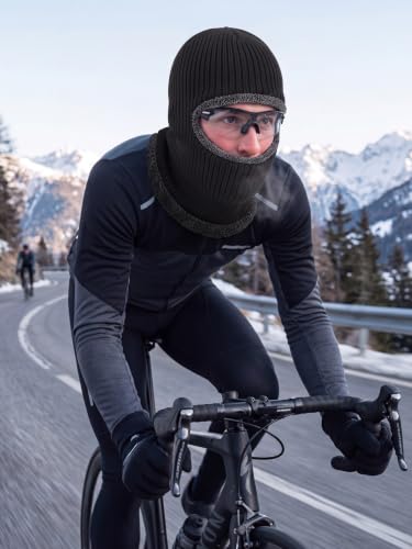 Ski Knitted Mask for Men - 1 Hole, Medium, Black