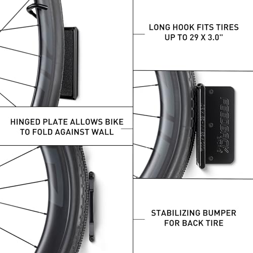 Feedback Sports Velo Hinge 2.0 Wall Mount Bike Hanger - 1 Pack, Space-Saving Pivoting Storage
