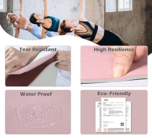 Eco-Friendly Non-Slip Yoga Mat - 72"x24" Parfait Pink & Gray