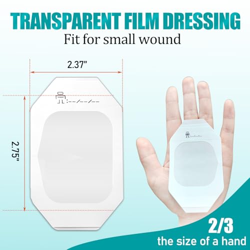 Waterproof Transparent Film Dressing - 100 Pack, 2.37" x 2.75"