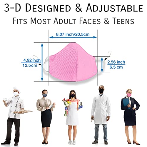 Reusable Pink Face Mask - Washable, Adjustable Ear Straps, Breathable Comfort