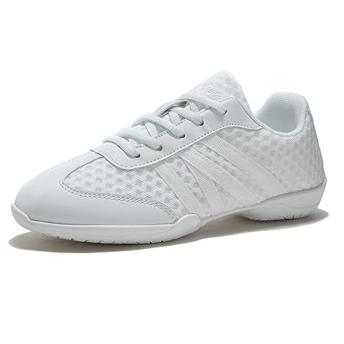 Youth Cheerleading Shoes - Comfortable White Sneakers for Girls