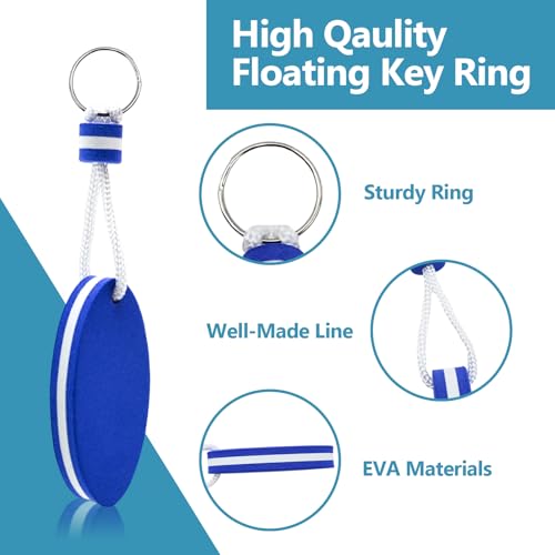 Floating Foam Keychains - Waterproof Buoyant Key Ring - Blue