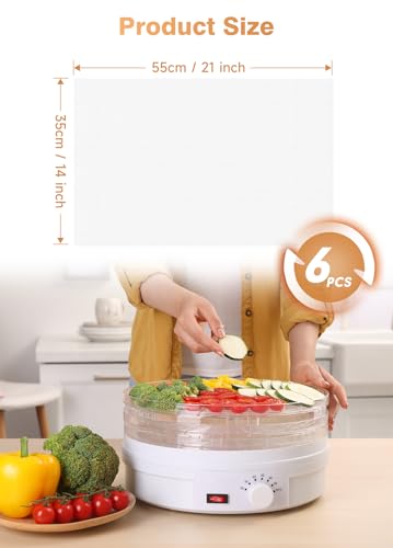6 Pack Silicone Dehydrator Sheets 14x21 Inch Non-Stick Food-Grade Mesh Trays