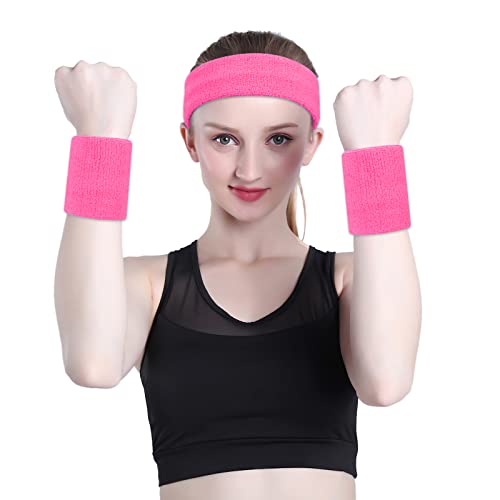 Moisture-Wicking Cotton Headband for Sports - Pink Sweatband