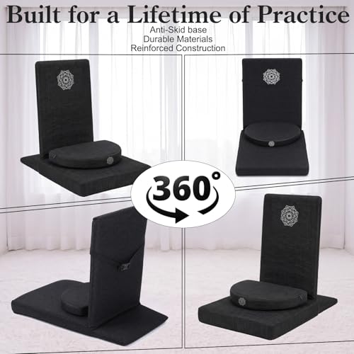 Adjustable Folding Meditation Chair with Buckwheat Cushion