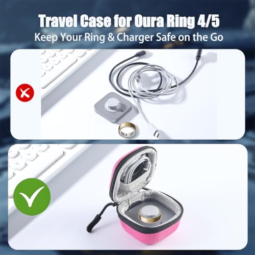 Babeezy Pink Travel Case for Oura Ring Gen 4/5 with Charging Slot | Protective Carrying Pouch