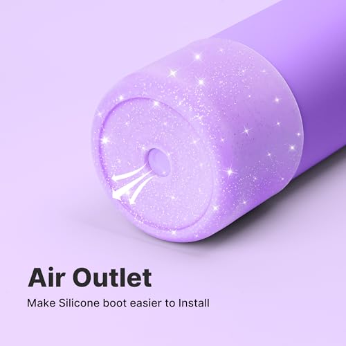Silicone Water Bottle Boot for Owala 24oz - Glitter Purple