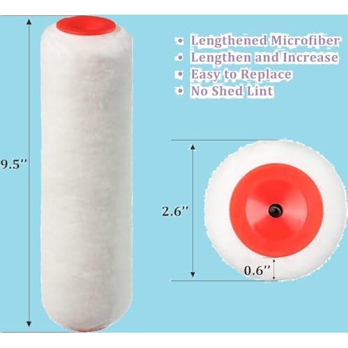 BsBsBest Paint Roller Covers, 3 Pack, 9.5" Roller Covers for Paint Rollers, Naps for Paint Roller Brush, House Painting Supplies, Roller Naps for Roller Frame White (3 PCS)