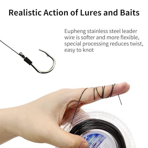 1x7 Nylon Coated Stainless Steel Fishing Leader Wire - 30lb, 30ft - Black