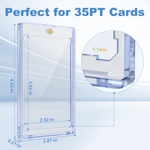 100 Pcs Magnetic Card Holders for Trading Cards - UV & Scratch Protection, 35pt Thick Cards, Clear Acrylic Display Case