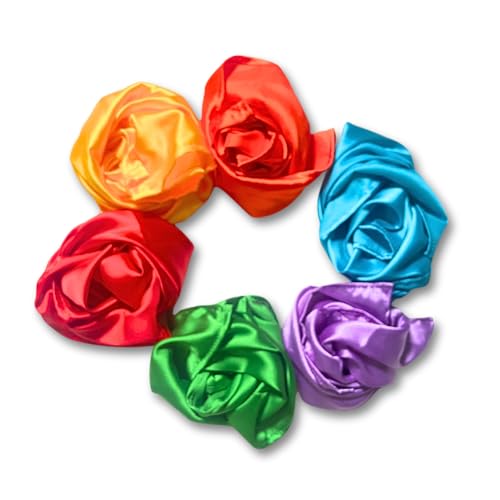 Multicolor Sensory Play Scarves for Kids - 6 Pack, 20x20in Soft Silks for Dance & Development