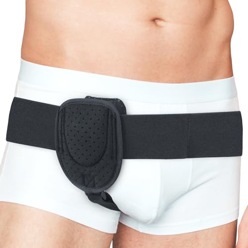 Adamson Hernia Belt for Men - Charcoal Black, Left or Right Side Post Surgery Support Truss
