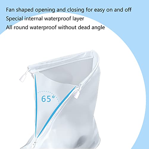 Waterproof Rain Boot Covers - Reusable Non-Slip Galoshes - Large, Transparent