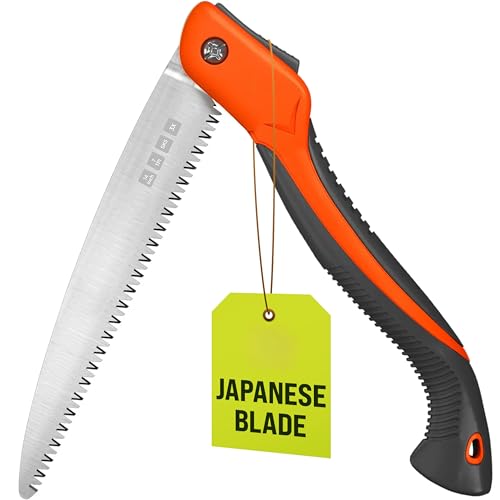 11 Inch Orange Folding Pruning Saw with Triple-Cut SK5 Blade - Heavy Duty Tree & Wood Cutting Tool