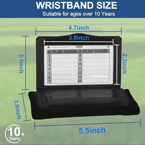 Football Wristbands with 5 Playbook Cards - Black, 1 Pack