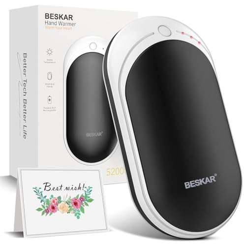 Rechargeable Hand Warmer with 5200mAh Battery, Fast Heating & Adjustable Temp