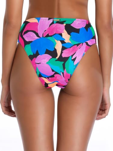 High Waisted Bikini Bottoms for Women - Tummy Control - Colorful Leaves - Small