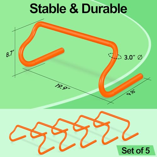 Agility Hurdles Training Set - 5 Hurdles & 10 Cones with Bag