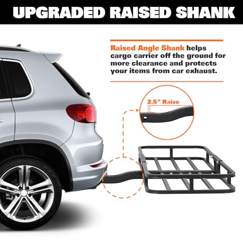 Hitch Mount Cargo Carrier Basket - 500LB Capacity with Waterproof Bag & Straps