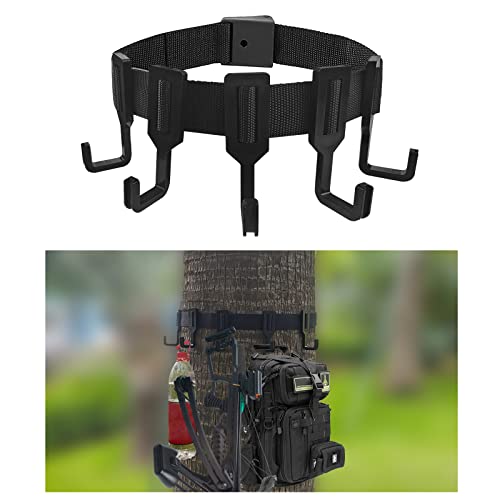 Treestand Strap Gear Hangers with Hooks - Lightweight, Black