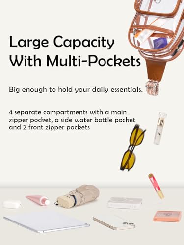 Clear Stadium Bag with Water Bottle Holder - Crossbody Purse