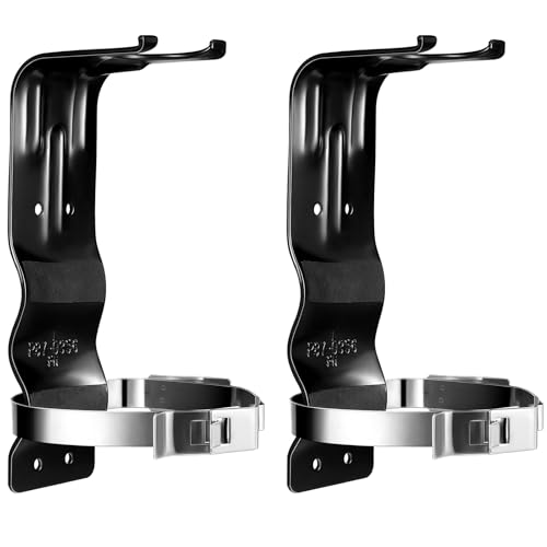 Therwen 2 Pack Fire Extinguisher Bracket 5 lb Wall Mount Stainless Steel Fire Extinguisher Holder for Home Truck Vehicle, Black