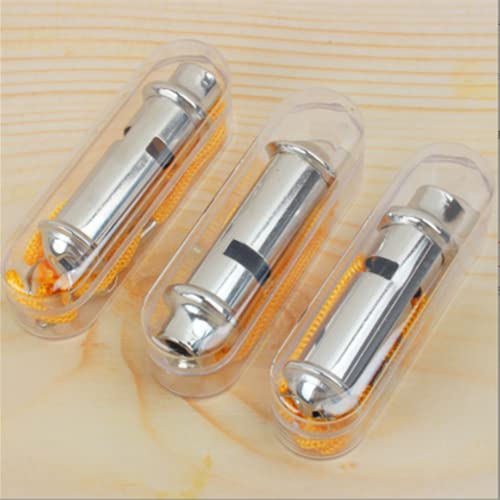 2 Pack Metal Police Whistles with Lanyard - Super Loud 120dB Emergency Signaling for Outdoor Activities