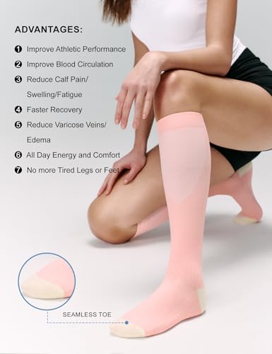 FITRELL 3 Pairs Compression Socks for Women & Men 20-30mmHg - Cozy Small-Medium