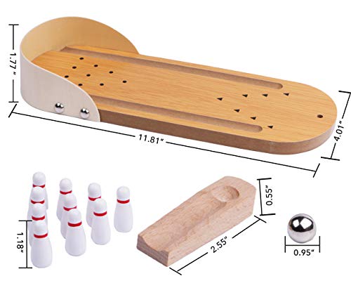 Mini Bowling Game Set - Tabletop Wooden Arcade for Stress Relief
