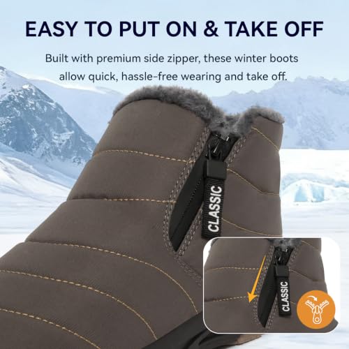 Lamincoa Water Resistant Snow Boots for Men - Warm Fur-Lined Winter Shoes