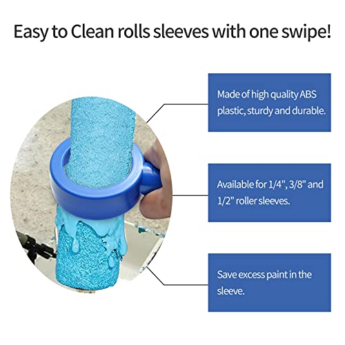 Paint Roller Cleaner, Paint Removal Scraping Paint Roller Cleaning Tool, Fits Most Paint Rollers, Blue, 2 Pcs
