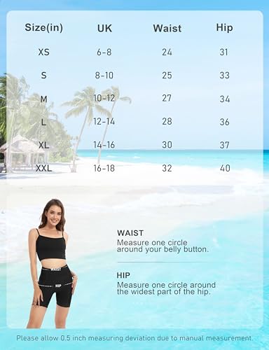 Leovqn Women's High Waisted Menstrual Swim Shorts Small Black - Period Swimwear
