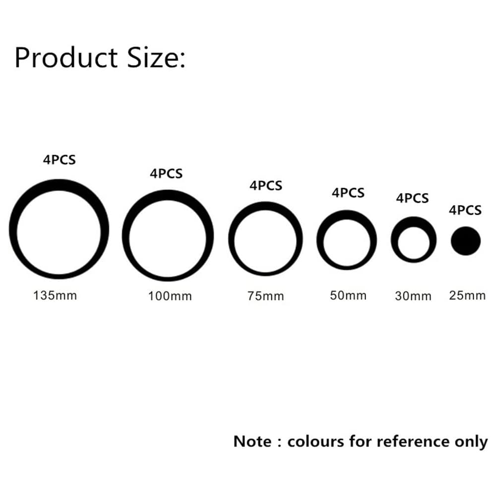 Gold 24 PCS Acrylic Circle Mirror Stickers - 6 Sizes, DIY Wall Decor for Home, Office, Living Room, Bedroom