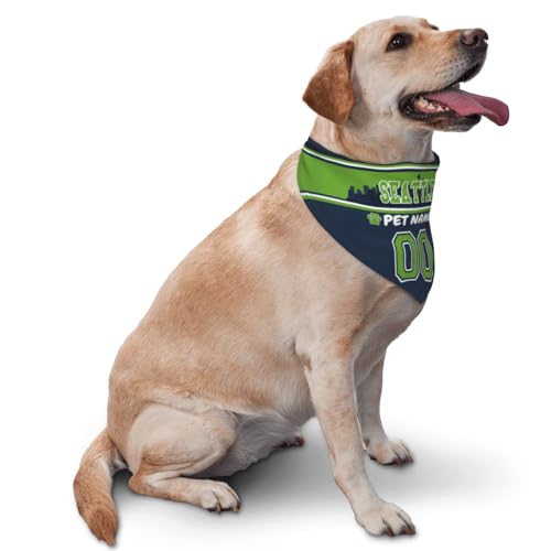 Personalized Seattle Dog Bandana - Custom Name & Number - One Size
