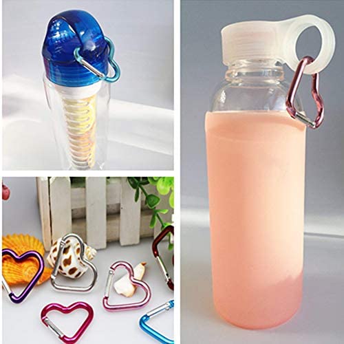 Heart Shaped Carabiner Clips - 5 Pack Assorted Colors