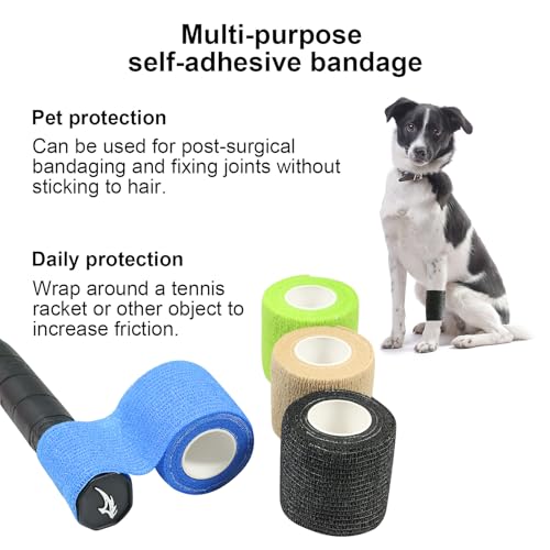 Self-Adhesive Bandage Wrap - Elastic Athletic Tape 8PCS 2" x 14.7 ft - White