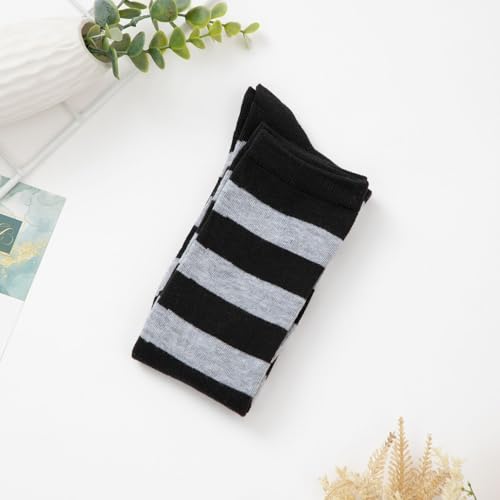 Knee High Socks for Women - Long Tube Socks, Grey & Black Stripes