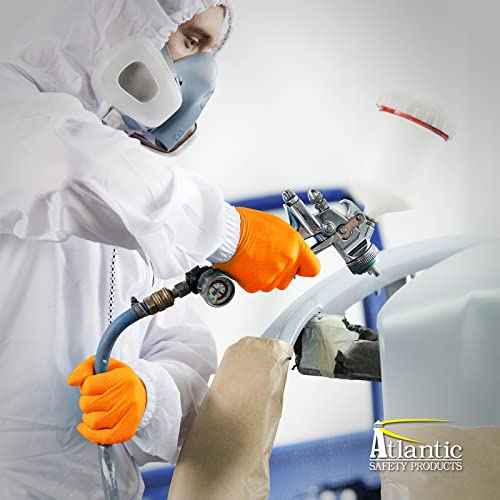 Atlantic Safety Products Outrageous Orange Heavy-Duty Disposable Nitrile Gloves, 8-mil, Latex and Powder Free, Orange, Large, 100-Ct