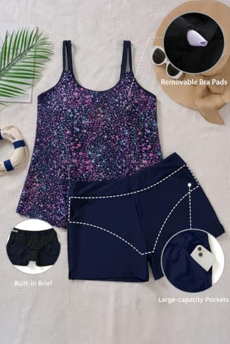 Tempt Me Plus Size Star Sky Tankini Swimsuit 22 Plus Two-Piece Flowy Bathing Suit with Shorts
