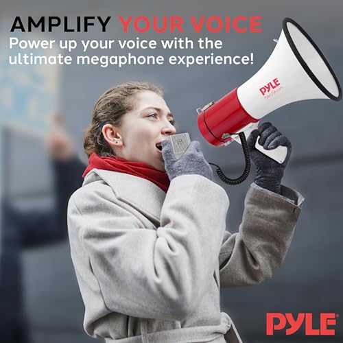 50W Megaphone Bullhorn with Siren & Record Function - 1760 Yard Range