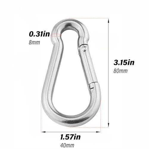 3.15 Inch Heavy Duty Snap Hook Carabiner - 4 Pack