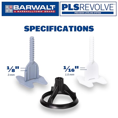 BARWALT PLS Revolve Tile Leveling System 1/8 Inch Spacer Bases - 100 Pack
