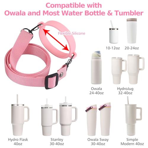 Adjustable Water Bottle Strap for Owala - Pink