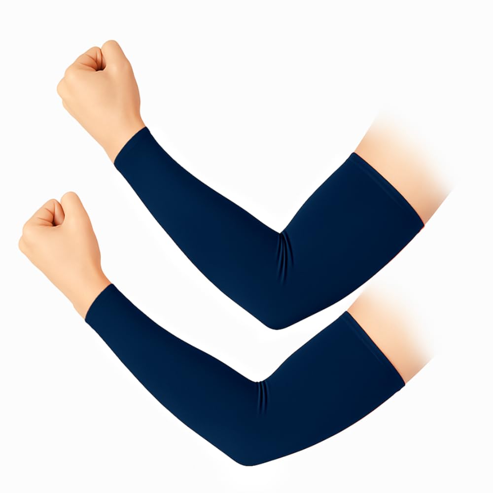 Statix Blue Cooling Arm Sleeves for Men and Women Sun Protection Arm Warmers for Gardening Sports Tattoo Cover S/M